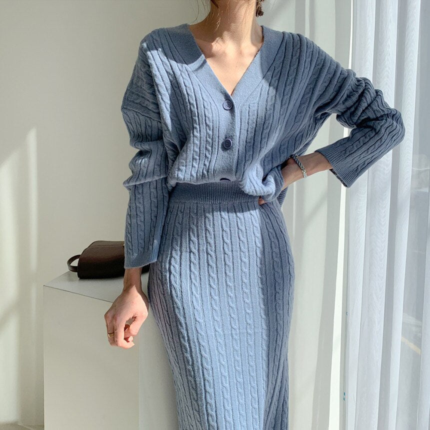 Lily | Gebreide top en rok set