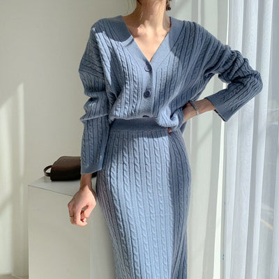 Lily | Gebreide top en rok set
