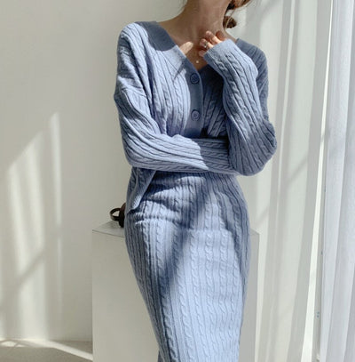 Lily | Gebreide top en rok set