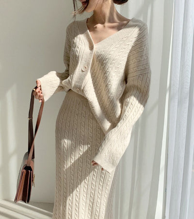 Lily | Gebreide top en rok set