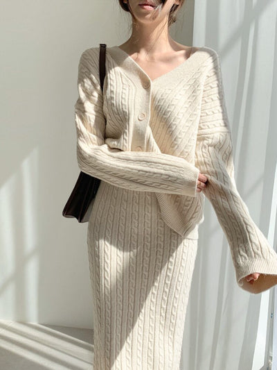 Lily | Gebreide top en rok set