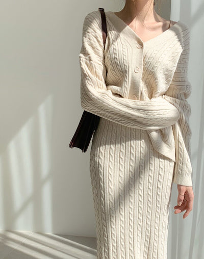 Lily | Gebreide top en rok set