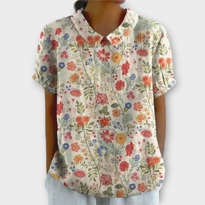 Charlotte | Bloemenblouse van katoen en linnen