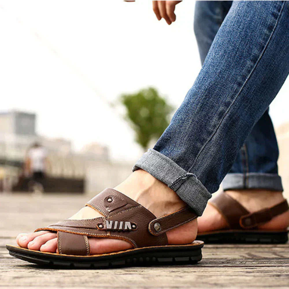 Koen | Leren Heren Sandalen met Vintage Stijl-2