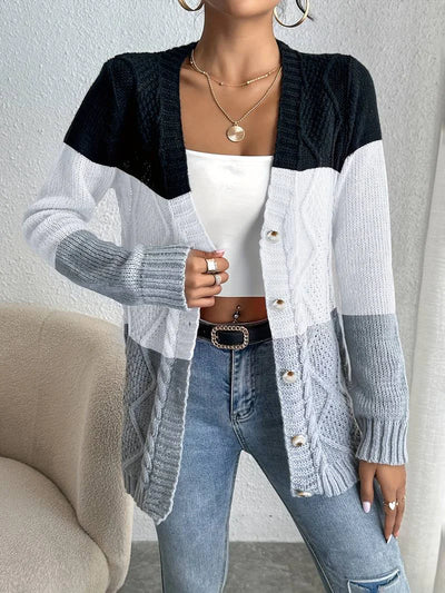 Karin | Kleurblok vest met knoopsluiting