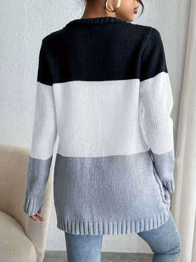 Karin | Kleurblok vest met knoopsluiting
