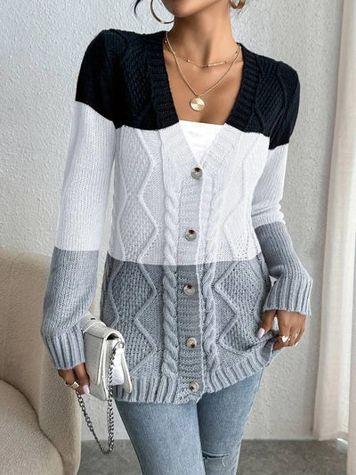 Karin | Kleurblok vest met knoopsluiting