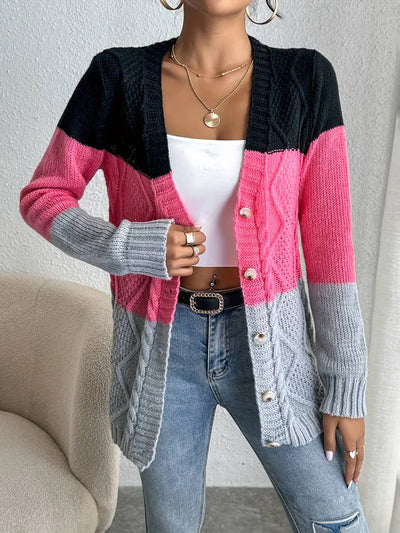 Karin | Kleurblok vest met knoopsluiting