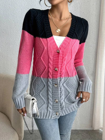 Karin | Kleurblok vest met knoopsluiting