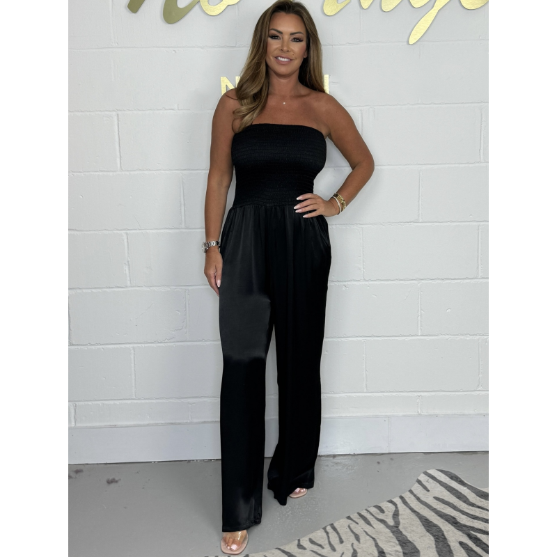 Callisto | Strapless jumpsuit met wijde pijpen