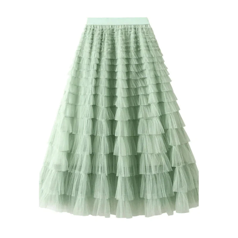 Tule maxirok met elastische tailleband