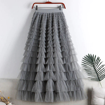 Tule maxirok met elastische tailleband