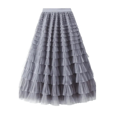 Tule maxirok met elastische tailleband