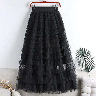 Tule maxirok met elastische tailleband