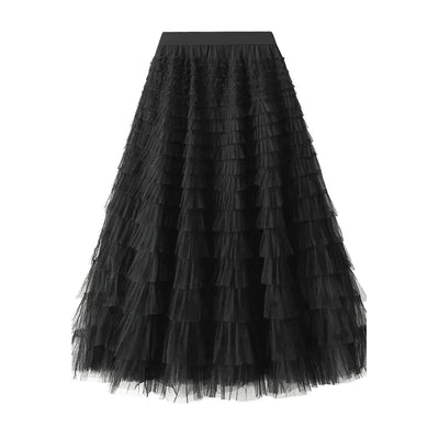 Tule maxirok met elastische tailleband