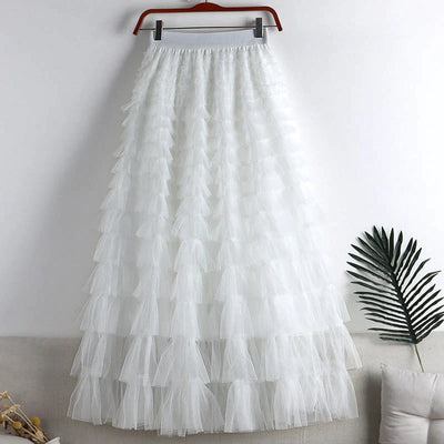 Tule maxirok met elastische tailleband
