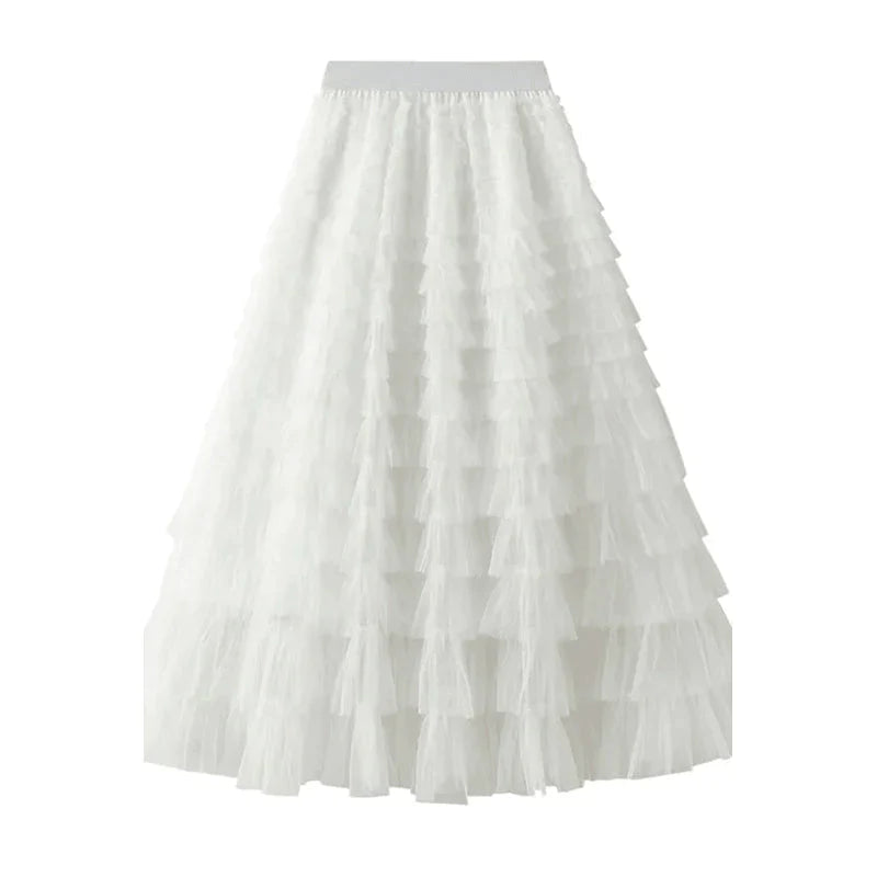 Tule maxirok met elastische tailleband