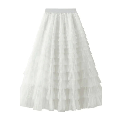 Tule maxirok met elastische tailleband