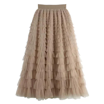 Tule maxirok met elastische tailleband