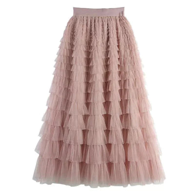 Tule maxirok met elastische tailleband