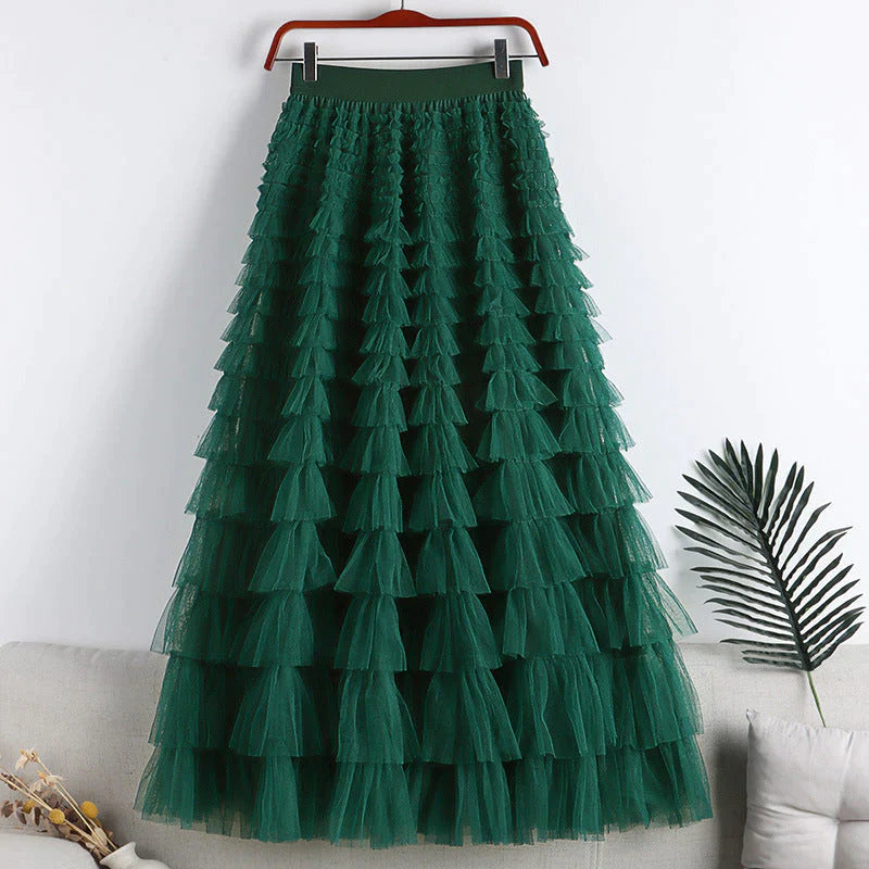 Tule maxirok met elastische tailleband