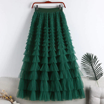 Tule maxirok met elastische tailleband