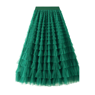 Tule maxirok met elastische tailleband