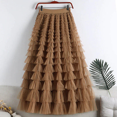 Tule maxirok met elastische tailleband
