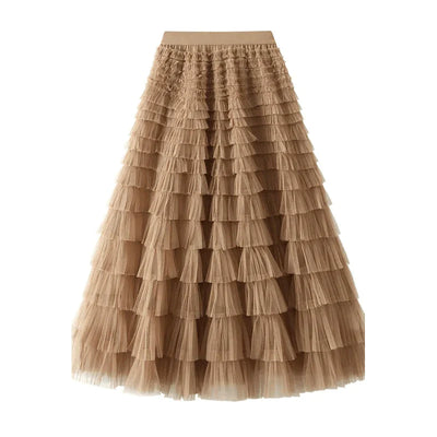 Tule maxirok met elastische tailleband
