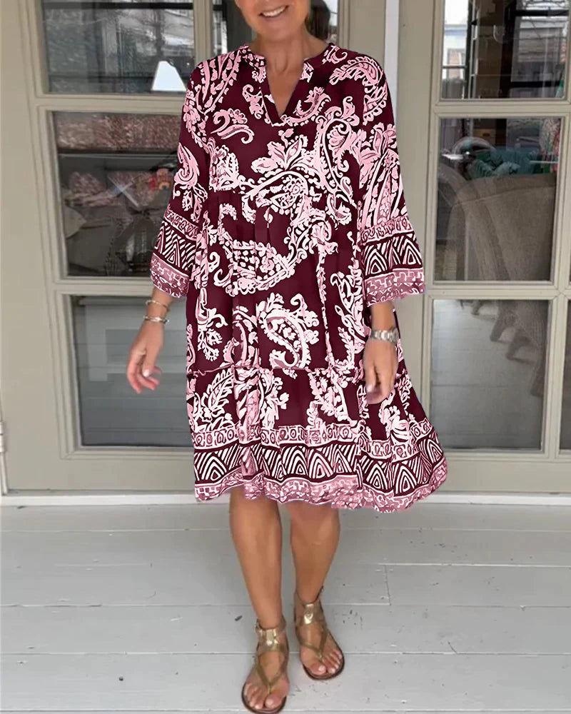 Paisley jurk met V-hals