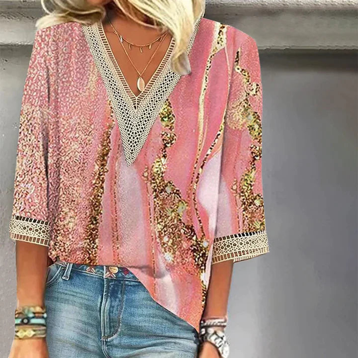 Anke | Casual kanten blouse met V-hals