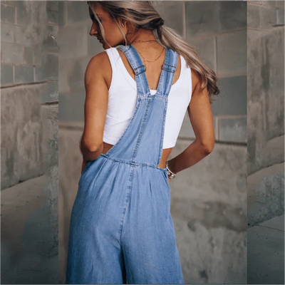 Dames Denim | Met losse verstelbare riem en wijde pijpen