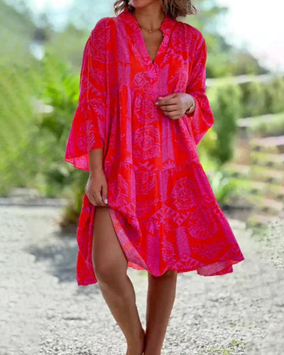 Janine™ | Boho Geometrische Print Jurk