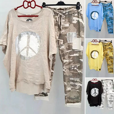 Modieus tweedelig camouflagepak voor dames