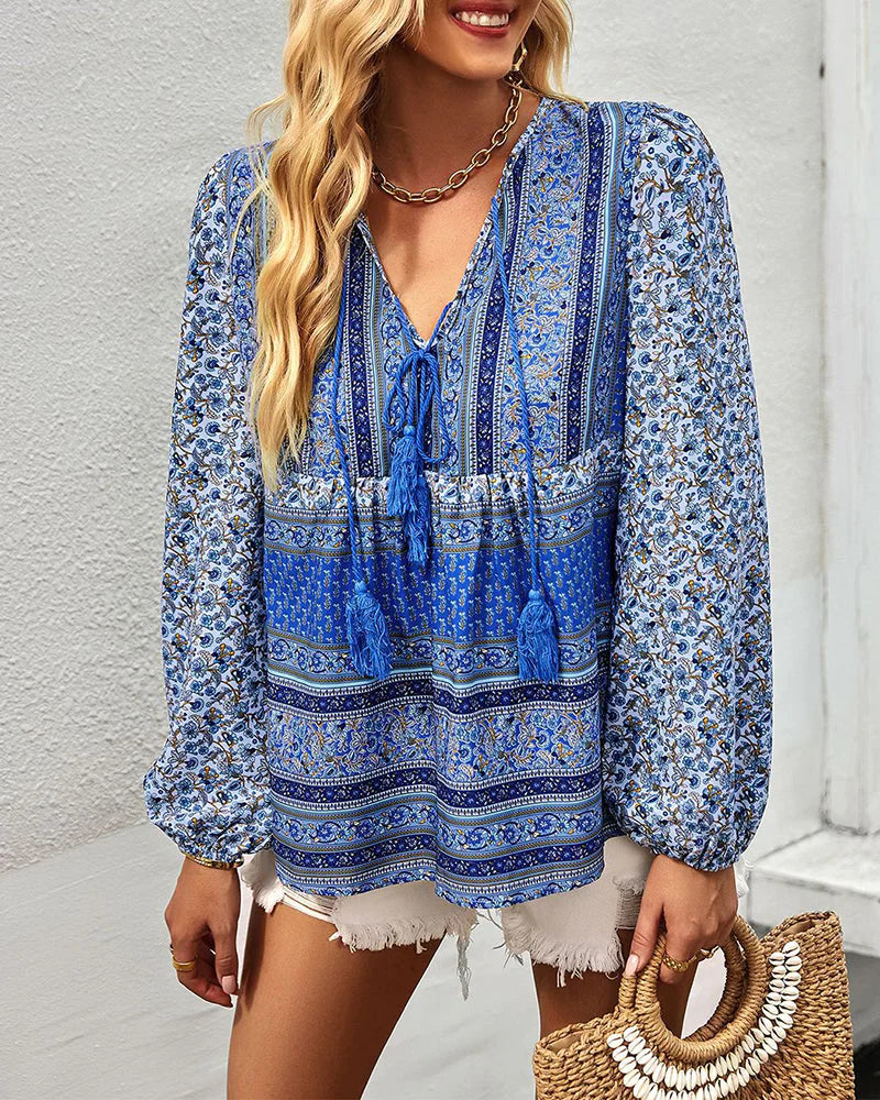 Tiaska | Casual Boho V-Hals Top