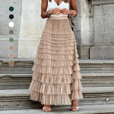 Tule maxirok met elastische tailleband