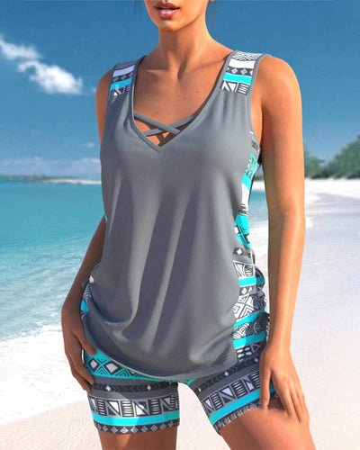 Geometrische V-hals Tankini's