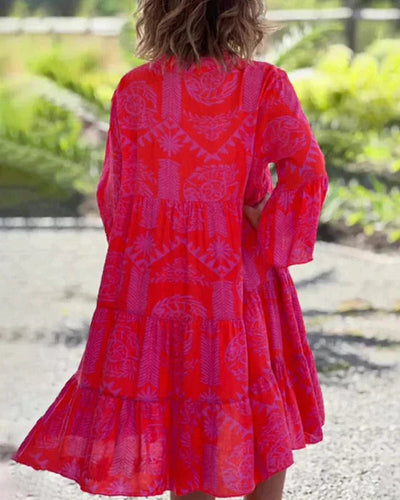 Janine™ | Boho Geometrische Print Jurk