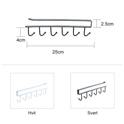 Hanger met 6 haken | Voor planken