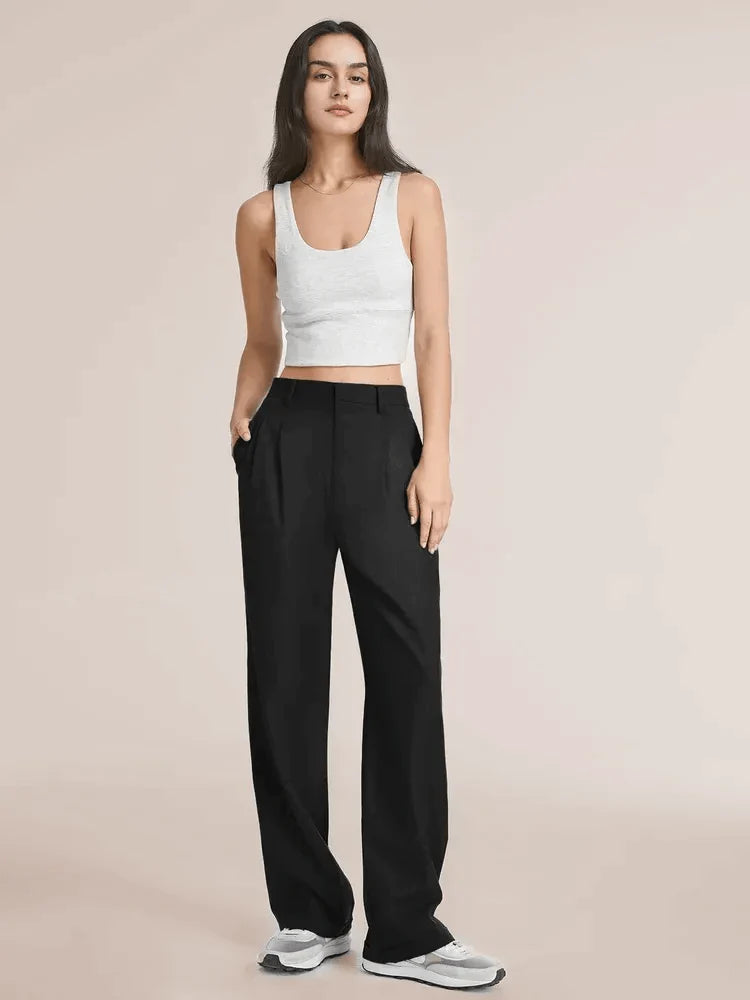 Getailleerde broek met wijde pijpen