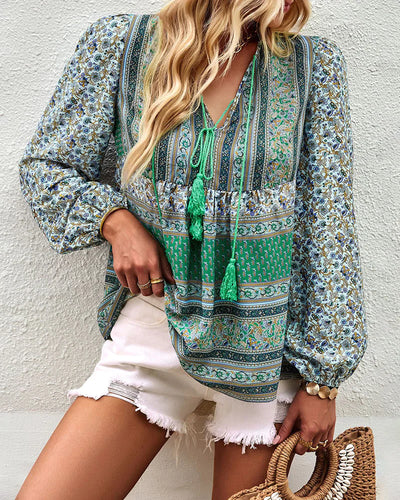 Tiaska | Casual Boho V-Hals Top
