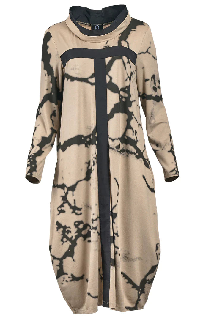 Leanne | Lange mouwen jurk met retro patroon