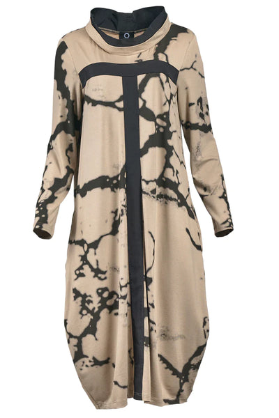 Leanne | Lange mouwen jurk met retro patroon