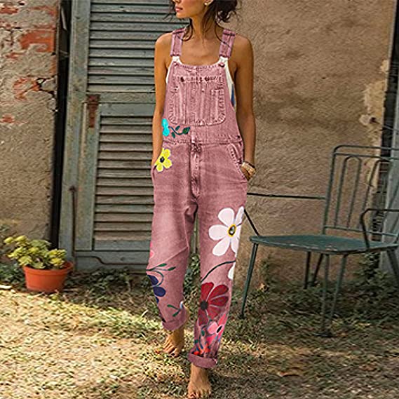 Sarah™ | Stijlvolle denim jumpsuit met bloemenpatroon