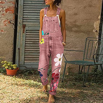 Sarah™ | Stijlvolle denim jumpsuit met bloemenpatroon