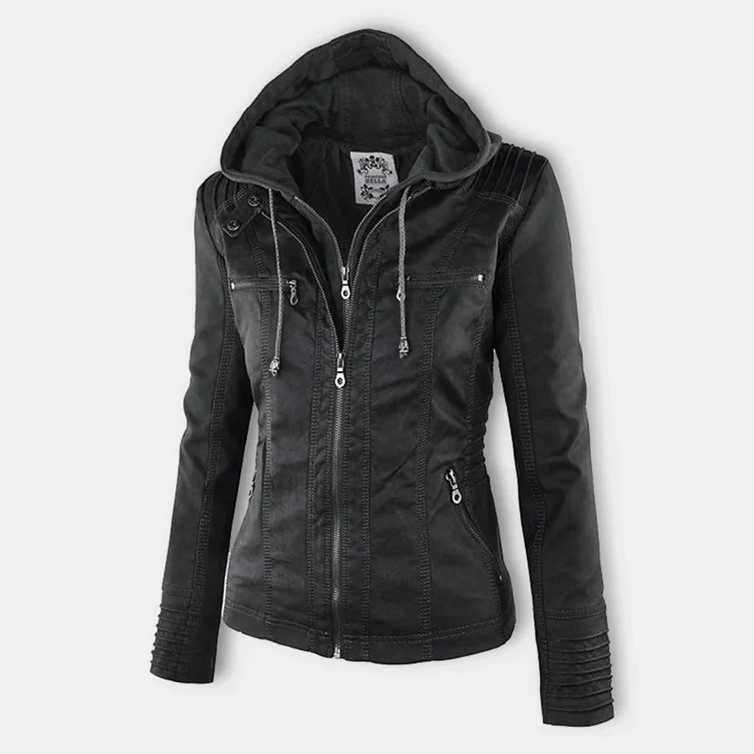 Adalia | Stijlvol motorjack met capuchon