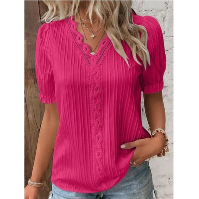 Kanten blouse met korte mouwen