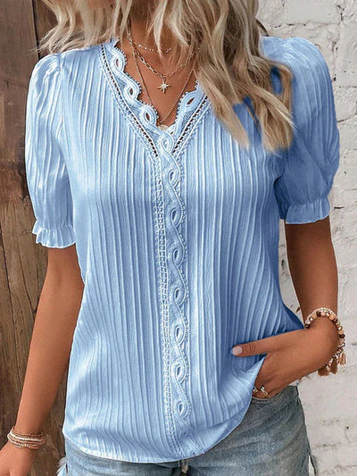 Kanten blouse met korte mouwen