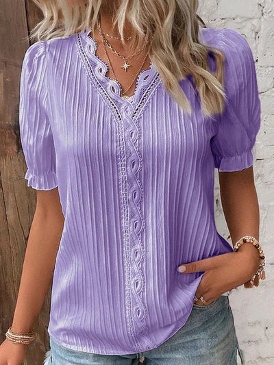 Kanten blouse met korte mouwen