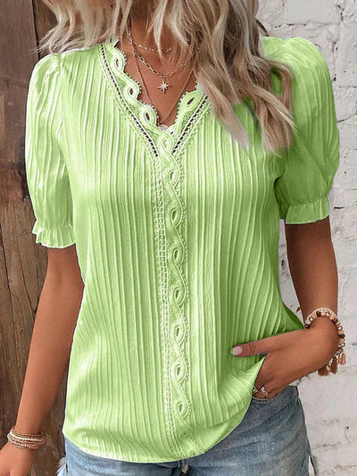 Kanten blouse met korte mouwen